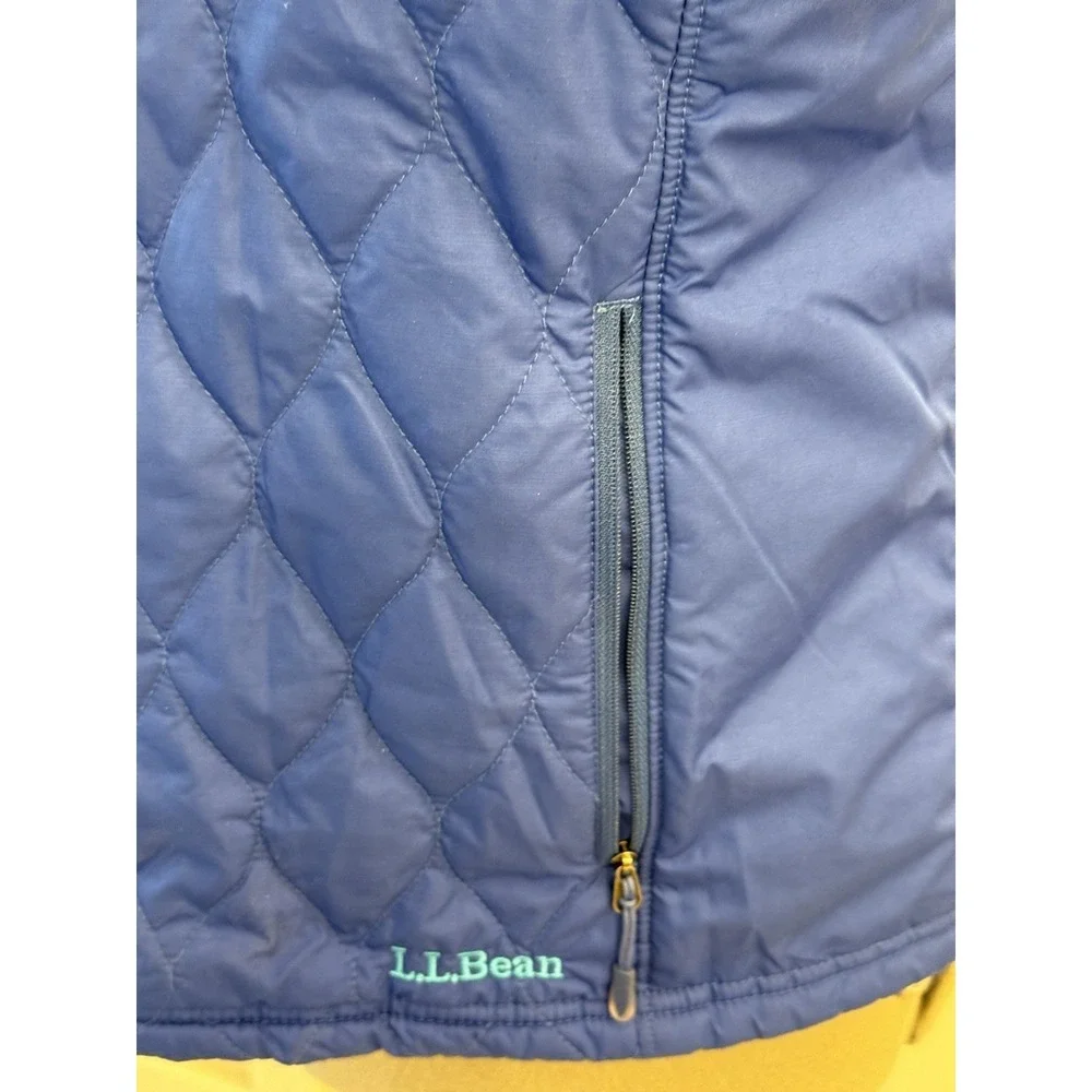 LL BEAN Women's Blue Turquoise LIGHTWEIGHT QUILTED Insulated REVERSIBLE VEST L
